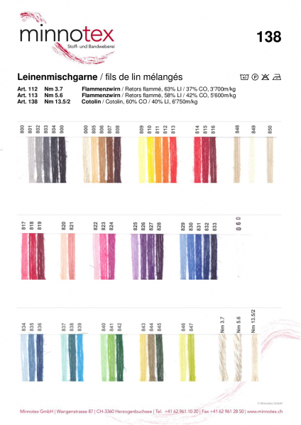 Farbkarte FK138 - Leinenmischgarne, Version 01.01